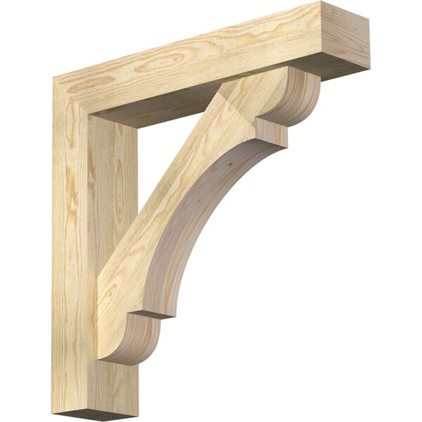 Ekena Millwork Olympic Block Rough Sawn Bracket w/ Offset Brace, Douglas Fir, 6"W x 28"D x 28"H BKT0604X28X28OLY05RDF - main